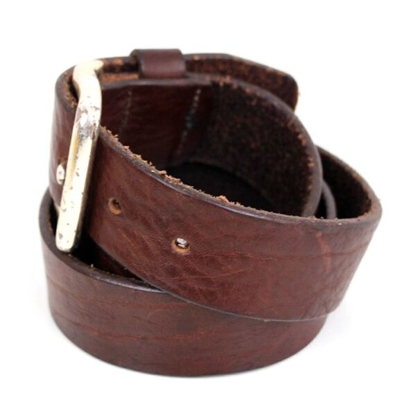 HONEST SADDLE BROWN GENUINE LEATHER 1 3/8"Wd DRESS CASUAL MEN'S BELT Sz 34 (M28 - Picture 3 of 14